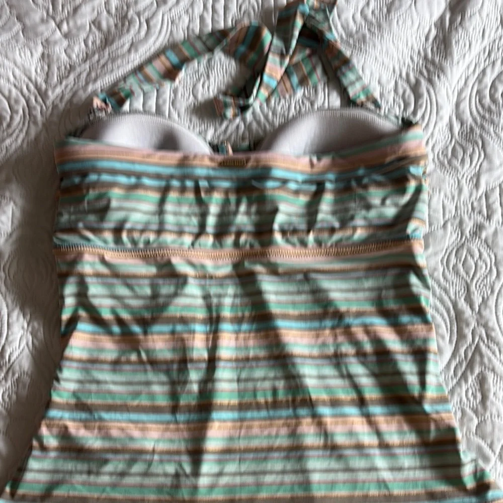 Lands' End Green and Pink Striped Tankini - Picture 9 of 11